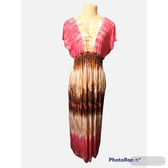 Tie Dyed Pink Maxi Dress XL - Picture 1 of 5